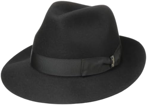 帽子 Borsalino Fedora Hat Borsalino Alessandria Superior Fur Felt Hat Men Black 6 3/4 at